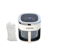 DESSINO Freidora de Aire Digital Sin Aceite 4,2L,Sin Precalentamiento y Desconexión Automática,Cesta de Cristal con Visión 360°,Pantalla Táctil,Capacidad 5-6 Raciones,6 programas,Limpieza Fácil,1300W