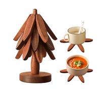 Dessous-de-plat Arbre en Bois - Sous-Verres Pliables Naturels | Set de Dessous de Plat Bois Fêtes - Pour Plats Chauds Casseroles Poêles Bols Théière Table à Manger Maison Bureau Cuisine