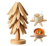 Dessous-de-plat Arbre en Bois - Sous-Verres Pliables Naturels | Set de Dessous de Plat Bois Fêtes - Pour Plats Chauds Casseroles Poêles Bols Théière Table à Manger Maison Bureau Cuisine