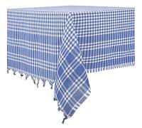 DESTALYA Mantel a Cuadros, 160 x 160 cm Manta de Picnic, 100% Algodón, Estilo Rústico, Mantel de Lino para Cocina, Azul y Blanco (Azul 160 cm)