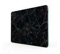 DESTALYA Tabla de cortar de vidrio templado de 11.8 x 15.7 pulgadas, tabla de cortar resistente al calor, bandeja decorativa con patrón de mármol negro para cocina (negro L)