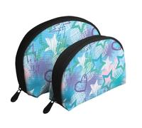 Destello de Estrellas de Rock, Bolsa de Maquillaje de Concha, Monedero pequeño para Mujer, Bolsa de artículos de tocador, Bolsa de cosméticos, 2 Piezas