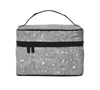 Destellos de Brillo Plateado, Bolsa de Maquillaje Bolsa de cosméticos Bolsa de artículos de tocador de Viaje portátil Estuche para lápices Bolsa de artículos de tocador