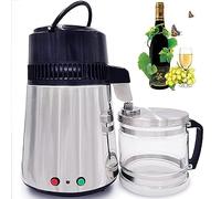 Destilador casero negro, máquina de agua destilada de acero inoxidable 304 de 750 vatios, diseño de doble botón, purificador de agua de 4 l/1 gal, use destilador y filtro de carbón