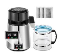 Destilador de Agua, Máquina Destiladora de Agua de 750 W, Destilador de 4 L para el Hogar, Purificador de Agua con Interior de Acero Inoxidable y Recipiente Libre de BPA, Color Plata