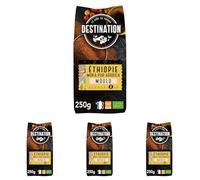 Destination - Café Ecológico Molido de Origen Etíope - 250 g - 100% Pur Arábica - Tostado Artesanalmente - Intensidad Alta (Paquete de 4)