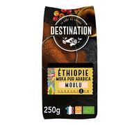 Destination - Café Ecológico Molido de Origen Etíope - 250 g - 100% Pur Arábica - Tostado Artesanalmente - Intensidad Alta