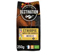 Destination - Café Ecológico Molido de Origen Etíope - Pack de 2 Unidades de 250 g - Café de Especialidad 100% Pur Arábica - Tostado Artesanalmente - Intensidad Alta