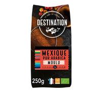 Destination - Café Ecológico Molido de Origen Mexicano - 2 paquetes de 250 g - Sin Azúcar Añadido - Café de Especialidad 100% Pur Arábica - Tostado Artesanalmente en Francia - Intensidad Media