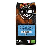 Destination Café Ecológico Molido Descafeinado, Apto para Veganos, Café de Especialidad 100% Pur Arábica, Tostado Artesanalmente, Intensidad Media