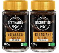 Destination - Café Soluble Desayuno BIO - Café Soluble Granulado y Liofilizado de Tueste Natural - Procedente de Cultivo Ecológico - Sabor Potente y Generoso - Propiedades Energizantes - 100 g