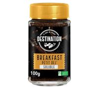 Destination - Café Soluble Desayuno BIO - Café Soluble Granulado y Liofilizado de Tueste Natural - Procedente de Cultivo Ecológico - Sabor Potente y Generoso - Propiedades Energizantes - 100 g