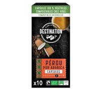 Destination - Cápsulas de Café Ecológico de Origen Peruano - Apto para Veganos - Café de Especialidad 100% Pur Arábica - Tostado Artesanalmente - Intensidad Alta