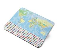 Destination Vinyl Ltd Alfombrilla de ratón rectangular flexible de 5 mm con diseño de mapa del Atlas mundial de color, accesorio de escritorio impreso #52722