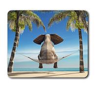 Destination Vinyl Ltd Estera cómoda del ratón - Hamaca Tropical Elefante 23.5 x 19.6 cm (9.3 x 7.7 Pulgadas) para la computadora y el Ordenador portátil, Oficina, Regalo, Base Antideslizante - RM3900