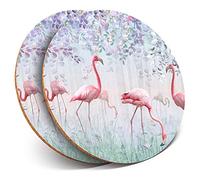 Destination Vinyl ltd - Posavasos (2 Unidades), diseño de pájaros de Flamenco, Color Rosa