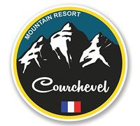DestinationVinyl 2 x 10cm/100 mm Courchevel Ski Snowboard Etiqueta autoadhesiva de Vinilo Adhesivo portátil de Viaje Equipaje Signo Coche Divertido #5336