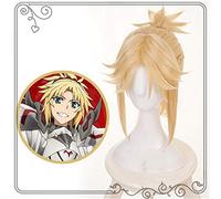Destino Gran Orden Mordred Peluca Cosplay Disfraz Dorado Rubio Pelo Sintético con cola de caballo Halloween Halloween Carnaval Pelucas KUQX808