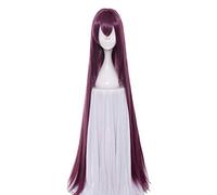 Destino Gran Order Sirviente Scathach Cosplay Peluca 110 cm Rojo Oscuro Largo Liso Pelo Sintético Juego de Rol Peluca Fibra Resistencia al Calor BK-816