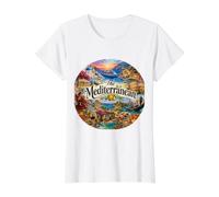 Destinos de cruceros por el Mediterráneo, Palermo, La Valeta, Europa Camiseta gráfica económica, Mujer, Blanco, L