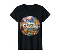 Destinos de cruceros por el Mediterráneo, Palermo, La Valeta, Europa Camiseta gráfica económica, Mujer, Negro, S