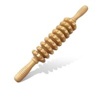 Deston Masajeador manual de madera con rodillo de mano para fascia, celulitis, músculos y abdomen, masajeador de terapia corporal, herramienta de alivio muscular del vientre, madera natural