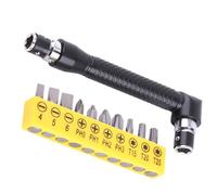 Destornillador acodado de 10 piezas - Mango de extensión en forma de L, ángulo recto, de tornillo curvado, puntas de ranura, ángulo de 1/4" doble cabeza con varios accesos