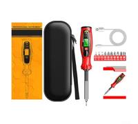Destornillador de electricista 11 en 1 probador de voltaje inteligente con linterna integrada USB-C recargable NCV para cableado (rojo)