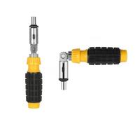 Destornillador de trinquete con cabeza flexible de 180 grados y vaso hexagonal magnético de 1/4 de pulgada - Portapuntas de bloqueo de 5 posiciones para tareas de fijación - Mango