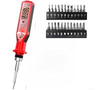 Destornillador de trinquete con probador digital de voltaje LCD sin contacto, detección de CA de 3 V a 450 V, linterna de alarma dual roja y verde, herramienta de acero al carbono recargable tipo C