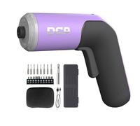 Destornillador eléctrico 4V, 5 N·m con batería de iones de litio de 2000 mAh, portabrocas hexagonal magnético de 6,35 mm, cable de carga USB-C, 18 puntas para reparaciones de muebles, morado