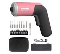 Destornillador eléctrico 4V, 5 N·m con batería de iones de litio de 2000 mAh, portabrocas hexagonal magnético de 6,35 mm, cable de carga USB-C, 18 puntas para reparaciones de muebles,Rosa