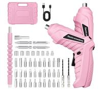 Destornillador eléctrico, destornillador inalámbrico 48 en 1, recargable, 1300 mAh, juego de 46 brocas eléctricas con luz LED, mango giratorio de 180°, mini destornillador pequeño para bricolaje en