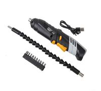 Destornillador eléctrico inalámbrico 3.6V 1300mAh USB recargable con mango giratorio de 90-180°, interruptor de avance/reversa, luz LED, eje flexible y 10 puntas para bricolaje