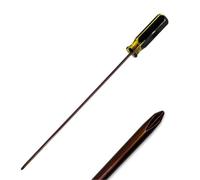 Destornillador extralargo de 12 pulgadas con mango de PVC, ranurado y cabeza cruzada para zonas de difícil acceso