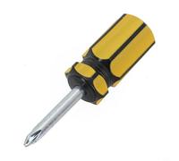 Destornillador grueso de 6 mm con mango corto para cabeza plana y tornillos ranurados, herramienta de acero compacta para espacios estrechos, reparación de electrodomésticos y muebles, amarillo (cruz)