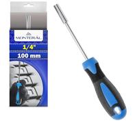 Destornillador Portapuntas Magnético 100 mm de 1/4" - Mango Destornillador para Puntas con Mango Ergonómico - Fabricado en Acero Cromo Vanadio - Garantía de 10 Años - MONTERAL