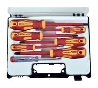 EXTOL PREMIUM Juego de destornilladores de electricista con comprobador, 7 unidades, 3 x (-), 3 x (PH), CrV