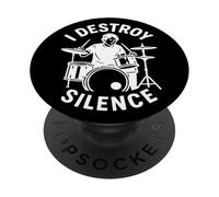 Destroy Silence Drummer T-Shirt Drum Músicos Percusión PopSockets PopGrip Adhesivo