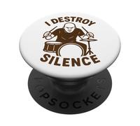 Destroy Silence Drummer T-Shirt Drum Músicos Percusión PopSockets PopGrip Adhesivo