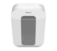 Fellowes LX50 - Trituradora de papel, corte en partículas, destruye hasta 9 hojas, destructora de papel uso personal, papelera 17L, nivel de seguridad DIN-P4, con bloqueo de seguridad, color blanco