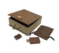 Desuerte Memoria USB de madera de nogal natural de 16 GB con caja de regalo de tela, ideal para bodas, cumpleaños y aniversarios