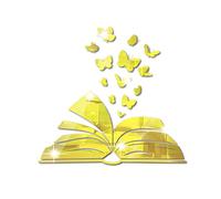 Desuibao Calcomanías acrílicas de espejo para decoración de esquina de lectura, despegar y pegar, arte de pared de mariposa para amantes de los libros, letrero de lectura de vinilo para biblioteca del