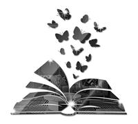 Desuibao Calcomanías acrílicas para decoración de esquina de lectura, calcomanías de pared de mariposa para amantes de los libros, calcomanías de pared de vinilo, decoración de pared para biblioteca