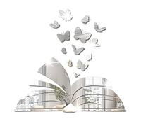 Desuibao Calcomanías acrílicas para decoración de esquina de lectura, calcomanías de pared de mariposa para amantes de los libros, calcomanías de pared de vinilo, decoración de pared para biblioteca