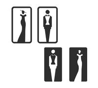Desuibao Letrero de baño para hombres y mujeres, letrero acrílico grueso para baño, para negocios, letrero autoadhesivo para puerta de baño, moderno, letrero de baño para oficina en casa, 20 x 11 cm,