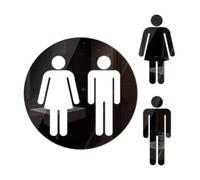 Desuibao Letrero de baño para todos los géneros, calcomanía acrílica de espejo de género neutro, decoración de pared, letrero de vinilo unisex para puerta de baño, letrero de baño para hombres y