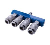 Desviador de aire comprimido de 4 vias con grifos rapidos Scheppach