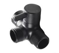 Desviador de brazo de ducha de latón de 3 vías G1/2 válvula divisora para configuración de doble cabezal, acabado plateado (negro)