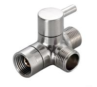Desviador de ducha de tres vías, divisor de cabezal de ducha doble de latón macizo con modo de pausa, divisor de agua de tres vías para pulverización superior y manual, para una fácil instalación